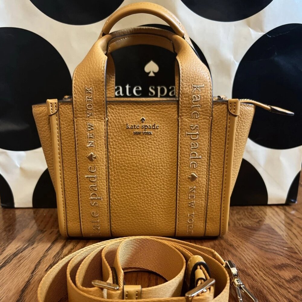 NEW Kate Spade NY Kip Pebble Leather Mini Tote KL936 Squash Blossom Crossbody